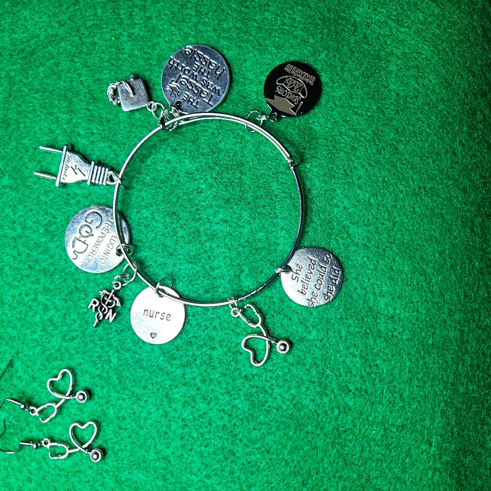 Nurse charm bracelet, nursing school graduate